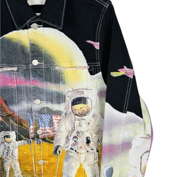 Lifted Anchors Astronaut Graphic Button Front Denim Jacket Size XL NWT - Picture 4 of 10
